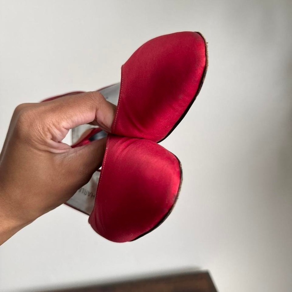 Vintage Red / pink satin slingback heel Charles Jourdan size 10 - Picture 5 of 8